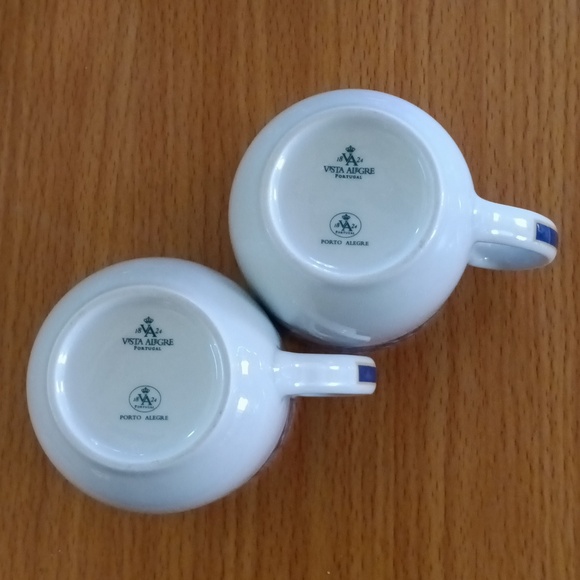 Vista Alegre Portugal 1824 Porto Alegre Print Set of 2 Mugs Blue White & Yellow - Picture 6 of 11